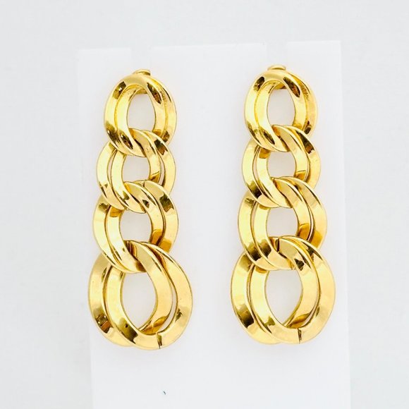 Vintage Monet Classic Double Chain Link Post Earrings - Picture 1 of 6
